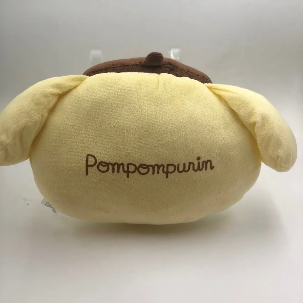 Sanrio Pompompurin Plush Dog Pillow in Yellow and Brown with Pink Eye Accents